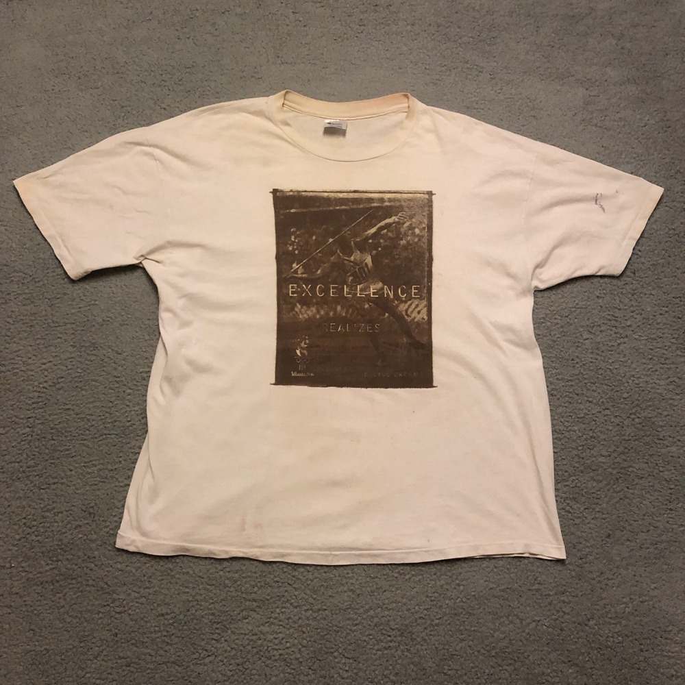 Single Stitch Vntg 1996 Atlanta Olympics Champion Excellence T Shirt White XXL